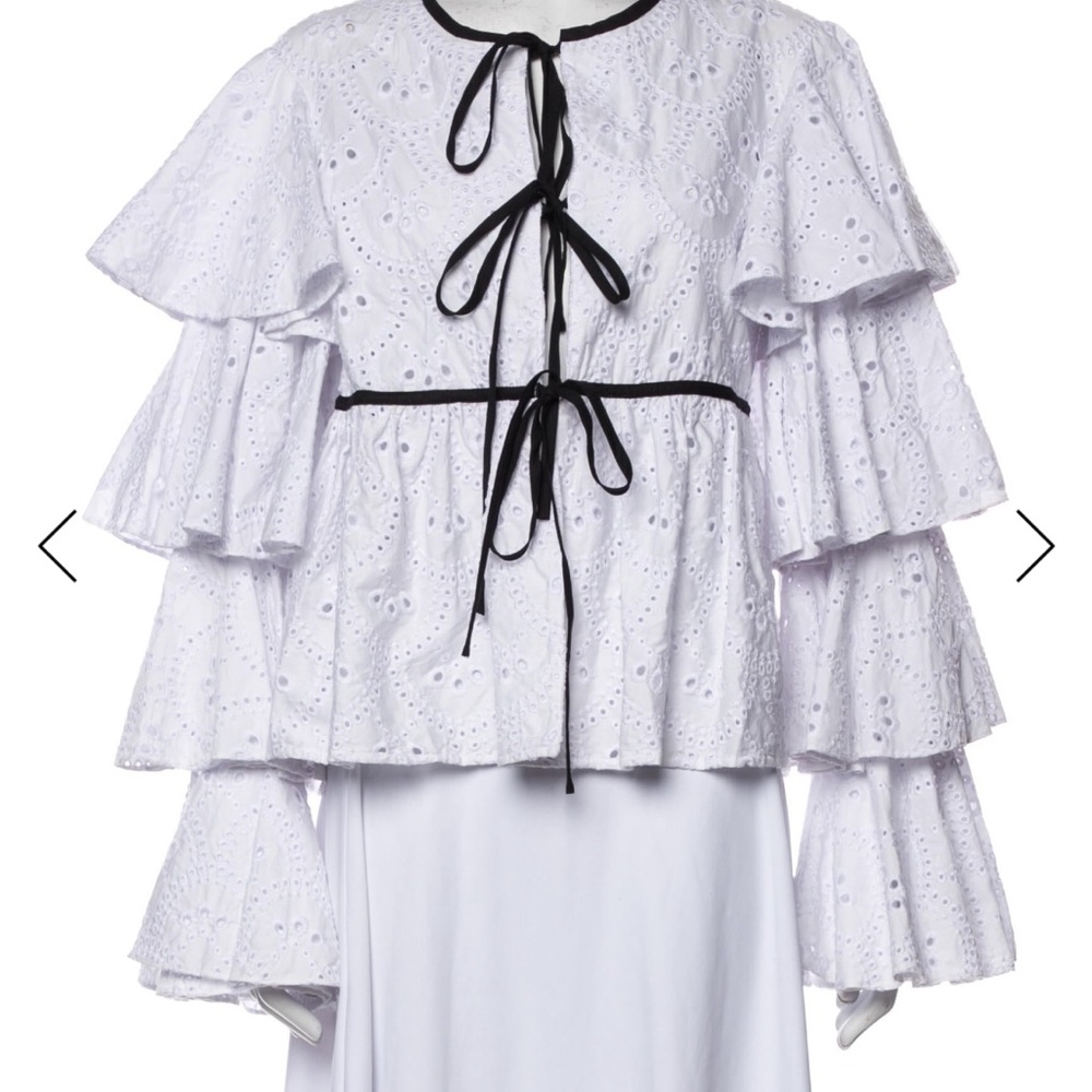 Caroline Constas White Eyelet Blouse